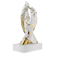 BONGELLI PREZIOSI SCULTURA MANI CREPE H 38CM BIANCO E ORO