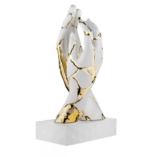 BONGELLI PREZIOSI SCULTURA MANI CREPE H 38CM BIANCO E ORO