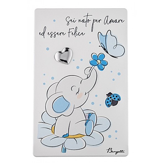BONGELLI PREZIOSI QUADRETTO CON ELEFANTE CELESTE 11X7 CM