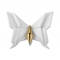 BONGELLI PREZIOSI SCULTURA ORIGAMI  12X10 CM  FARFALLA BIANCA E ORO