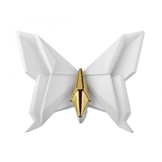 BONGELLI PREZIOSI SCULTURA ORIGAMI  12X10 CM  FARFALLA BIANCA E ORO