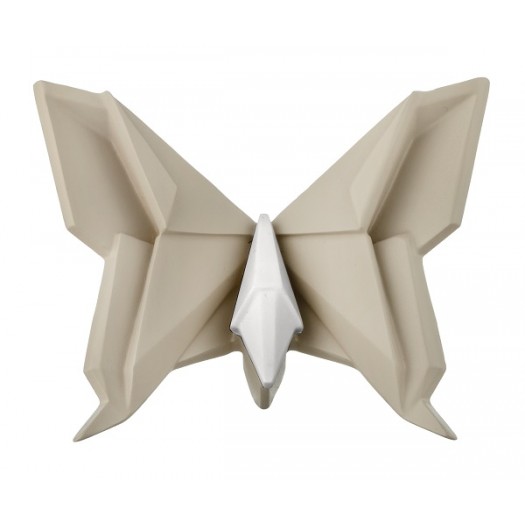 BONGELLI PREZIOSI SCULTURA ORIGAMI  12X10 CM  FARFALLA NOCCIOLA E BIANCO