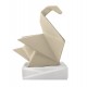 BONGELLI PREZIOSI SCULTURA ORIGAMI  H12X8 CM  CIGNO NOCCIOLA E BIANCO