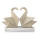 BONGELLI PREZIOSI SCULTURA ORIGAMI  H12X17 CM NOCCIOLA E BIANCO COPPIA CIGNI