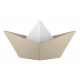 BONGELLI PREZIOSI SCULTURA ORIGAMI  H9X16 CM  BARCHETTA  NOCCIOLA E BIANCO