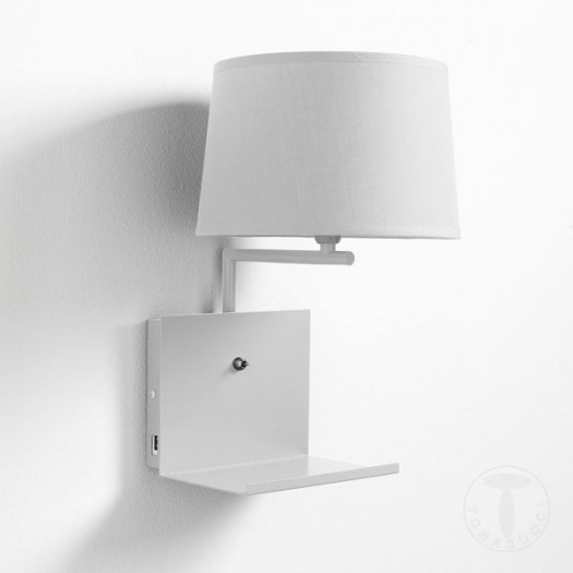 TOMASUCCI Applique NIO WHITE con presa USB per ricarica smartphone / tablet