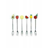 BRANDANI FORCHETTINA SILVER FRUTTI ASSORTITI SET 6 PZ INOX E SILICONE