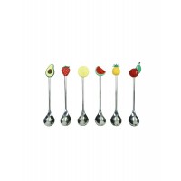 BRANDANI CUCCHIAINI SILVER FRUTTI ASSORTITI SET 6 PZ INOX E SILICONE