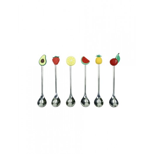 BRANDANI CUCCHIAINI SILVER FRUTTI ASSORTITI SET 6 PZ INOX E SILICONE