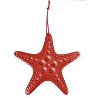BRANDANI DECORAZIONE SOTTOPENTOLA STELLA MARINA ROSSA CERAMICA E SUGHERO