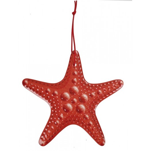 BRANDANI DECORAZIONE SOTTOPENTOLA STELLA MARINA ROSSA CERAMICA E SUGHERO