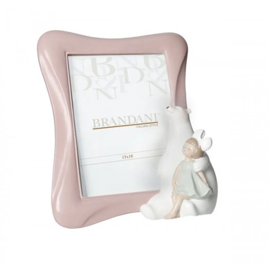BRANDANI PORTAFOTO ORSO E BAMBINA CIPRIA POLIRESINA 20,5X24H CM (INT.13X18 CM )