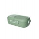 BRANDANI LUNCH BOX VERDE CON DOPPIO COMPARTO E POSATA DUE IN UNO INOX / PP/ SILICONE 21X14X8H CM