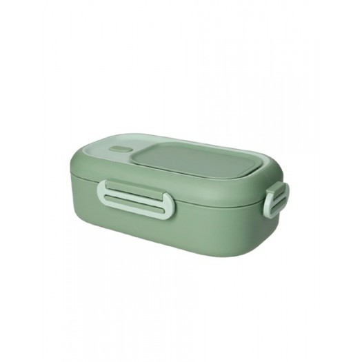 BRANDANI LUNCH BOX VERDE CON DOPPIO COMPARTO E POSATA DUE IN UNO INOX / PP/ SILICONE 21X14X8H CM
