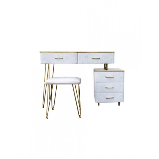 BRANDANI CONSOLLE CON COMODINO E SGABELLO VELLUTO / METAL / ACRILICO 100X41X78 CM