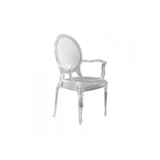 BRANDANI POLTRONA VIENNA IN POLICARBONATO FINITURA TRASPARENTE TEXTURE "PAGLIA DI VIENNA"