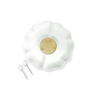 BRANDANI ANTIPASTIERA ORTENSIA PORCELLANA / BAMBOO CON 2 FORCHETTINE INOX