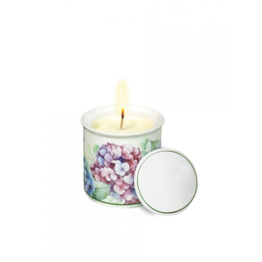 BRANDANI CANDELA FLORA CON COPERCHIO NEW BONE CHINA CERA DI SOIA