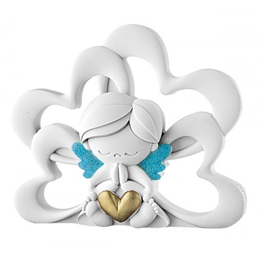 BONGELLI PREZIOSI PLACCA CUORE ANGELO 10X12CM CELESTE