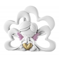 BONGELLI PREZIOSI PLACCA CUORE ANGELO 10X12CM  ROSA
