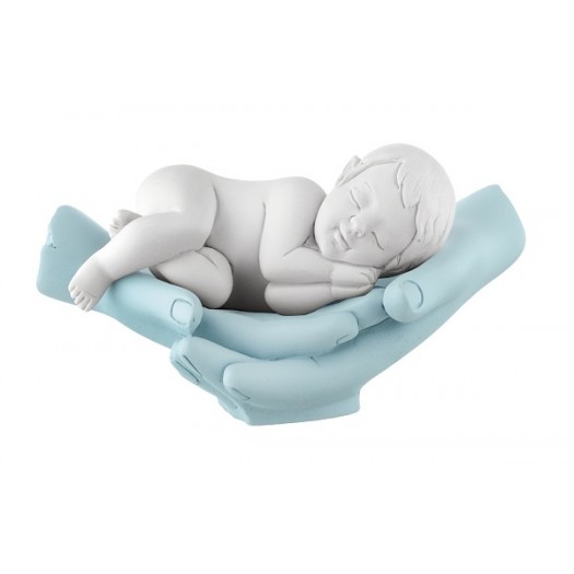 BONGELLI PREZIOSI BIMBO SU MANI 7X13CM  CELESTE