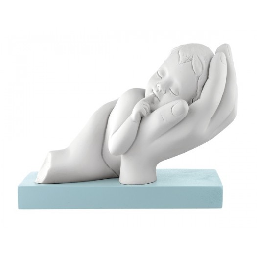 BONGELLI PREZIOSI BIMBO TRA LE  MANI 8X11CM CELESTE