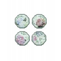 BRANDANI SET 4 PZ SOTTOBICCHIERI FLORA SUGHERO E CERAMICA 12X12 CM