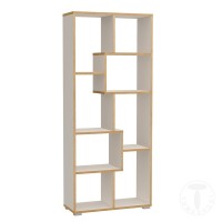 Tomasucci Libreria RANDOM-A - Libreria Modulari in Legno Ecologico con Finitura Bianco e Rovere, Made in Italy