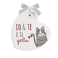 Egan Formella Pensieri & Parole Cuore “Gatto” 14×14 – Ceramica con Frase – Regalo Originale