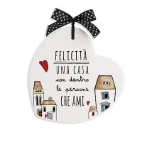 Egan Formella Pensieri & Parole Cuore “Felicità” 14×14 – Ceramica con Frase – Regalo Originale