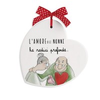 Egan Formella Pensieri & Parole Cuore “Nonni” 14×14 – Ceramica con Frase Affettuosa – Regalo Originale
