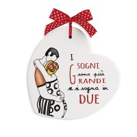 Egan Formella Pensieri & Parole Cuore “Sogni” 14×14 – Ceramica con Frase Ispirazionale – Regalo Originale