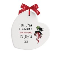 Egan Formella Pensieri & Parole Cuore “Fortuna” 14×14 – Ceramica con Frase Ispirazionale – Regalo Originale