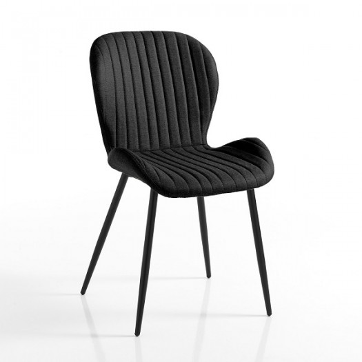 Tomasucci Sedia HANDY BLACK - Design Essenziale in Tessuto Nero e Metallo Opaco