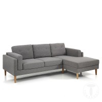 Tomasucci Divano Angolare Giada - Tessuto Grigio e Rovere
