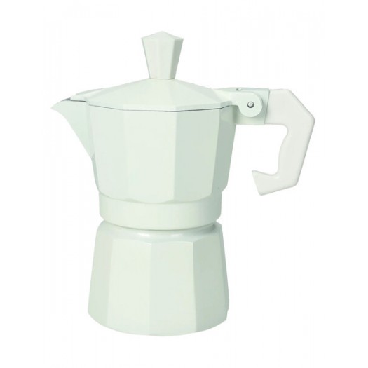 Brandani Caffettiera Glitter Bianca 1 Tazza in Alluminio