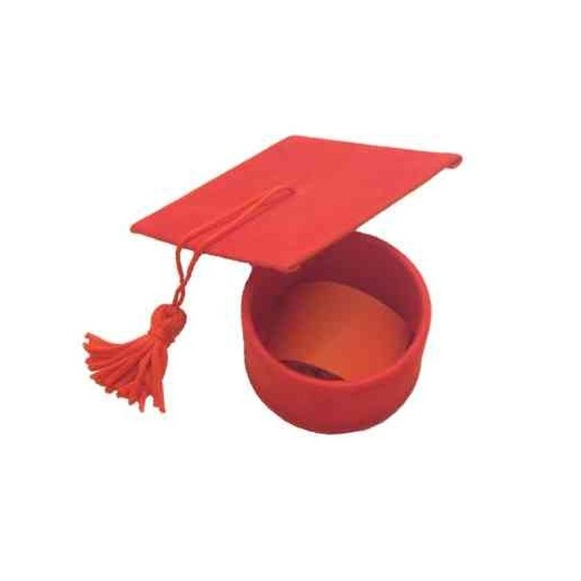 BOMBONIERA LAUREA TOCCO VELLUTO ROSSO