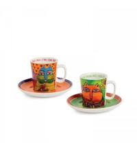 EGAN set 2 tazze caffè verde e arancio LAUREL BURCH