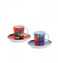 EGAN set 2 tazze caffè rosso e celeste LAUREL BURCH