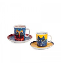 EGAN set 2 tazze caffè blu e giallo LAUREL BURCH