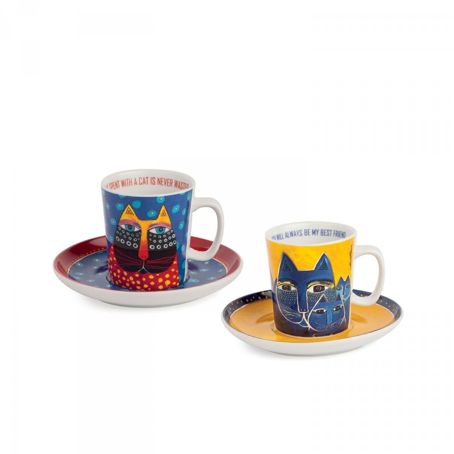 EGAN set 2 tazze caffè blu e giallo LAUREL BURCH - Favola in tavola