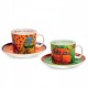 EGAN set 2 tazze cappuccino verde e arancio LAUREL BURCH