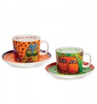 EGAN set 2 tazze cappuccino verde e arancio LAUREL BURCH