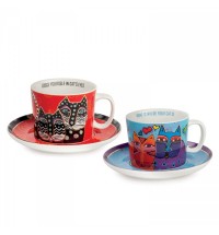 EGAN set 2 tazze cappuccino rosso e celeste LAUREL BURCH