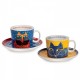 EGAN set 2 tazze cappuccino blu e giallo LAUREL BURCH