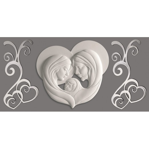 BONGELLI PREZIOSI QUADRO SACRA FAMIGLIA CUORI ARGENTO GRIGIO