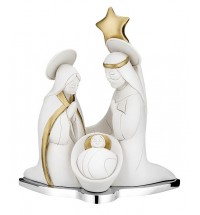 BONGELLI PREZIOSI PRESEPE CLASSICO STELLA ORO MARMORINO BIANCO BASE ARGENTO