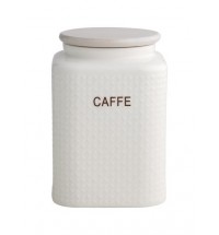 BRANDANI  BARATTOLO CAFFE PORCELLANA BIANCA CON TAPPO BAMBOO NATURALE