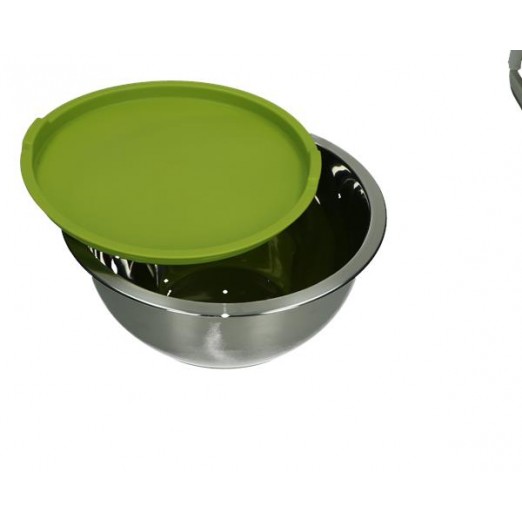 BRANDANI CONTENITORE BOMBETTA CON BASE E TAPPO VERDE IN INOX E